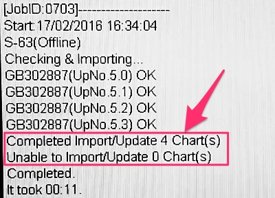 Log after ENC update on ECDIS